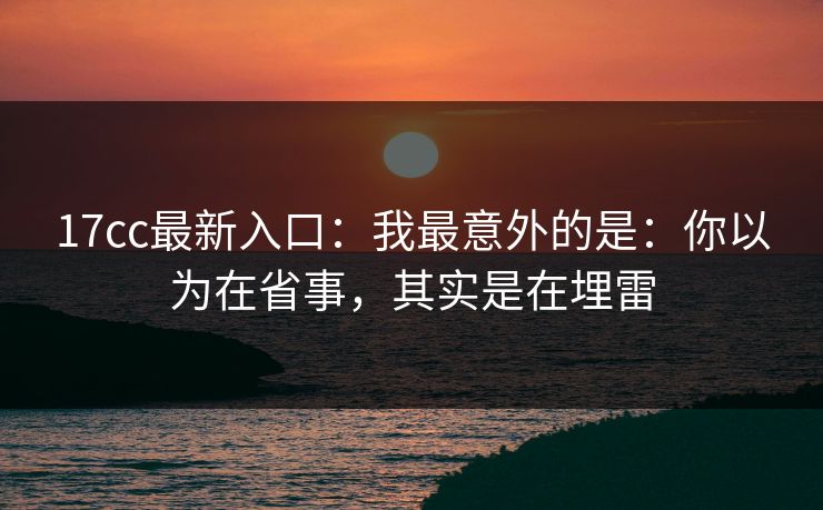 17cc最新入口：我最意外的是：你以为在省事，其实是在埋雷