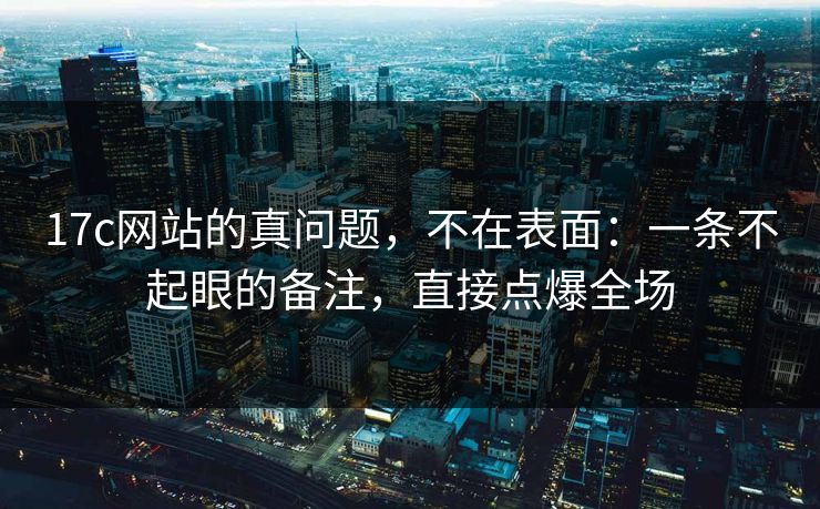 17c网站的真问题，不在表面：一条不起眼的备注，直接点爆全场