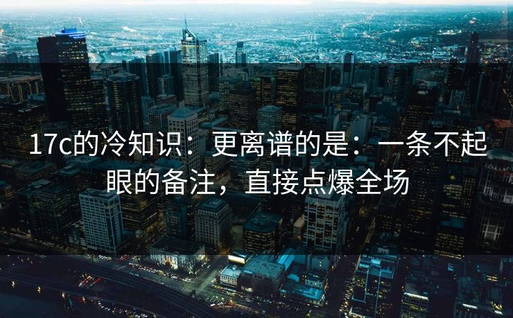17c的冷知识：更离谱的是：一条不起眼的备注，直接点爆全场