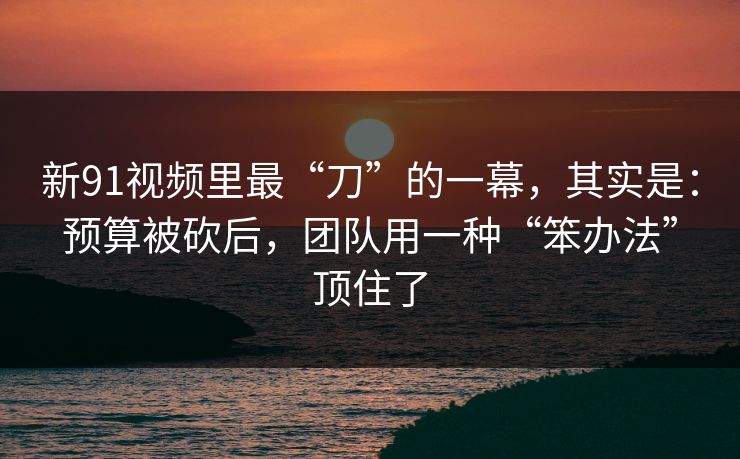 新91视频里最“刀”的一幕，其实是：预算被砍后，团队用一种“笨办法”顶住了