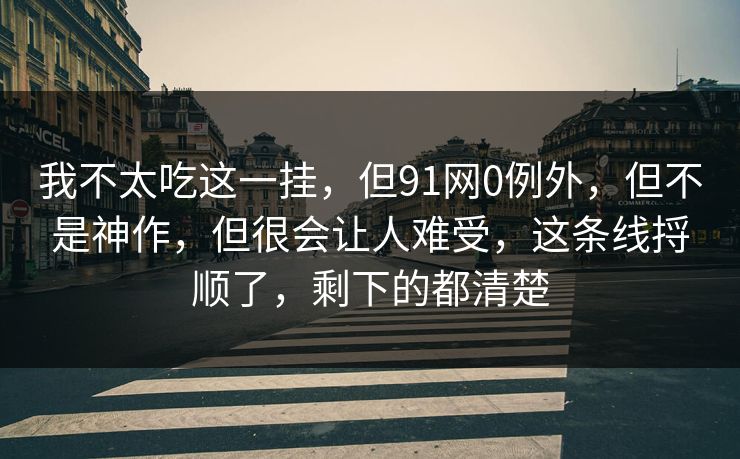 我不太吃这一挂，但91网0例外，但不是神作，但很会让人难受，这条线捋顺了，剩下的都清楚